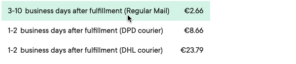 Delivery options